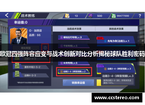 欧冠四强阵容应变与战术创新对比分析揭秘球队胜利密码