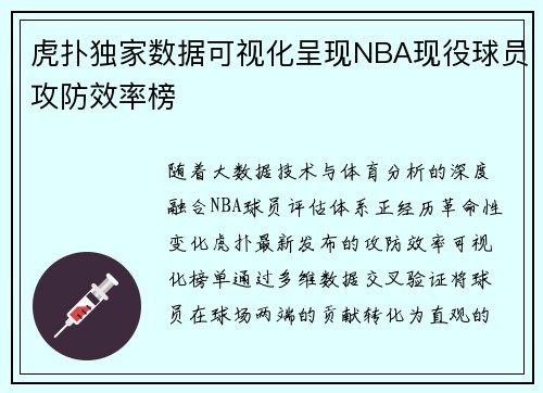 虎扑独家数据可视化呈现NBA现役球员攻防效率榜
